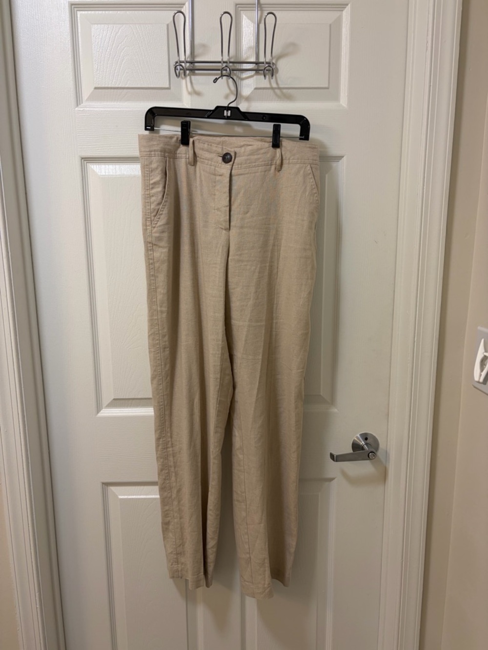 Zara Linen Khaki Straight-Leg Chinos